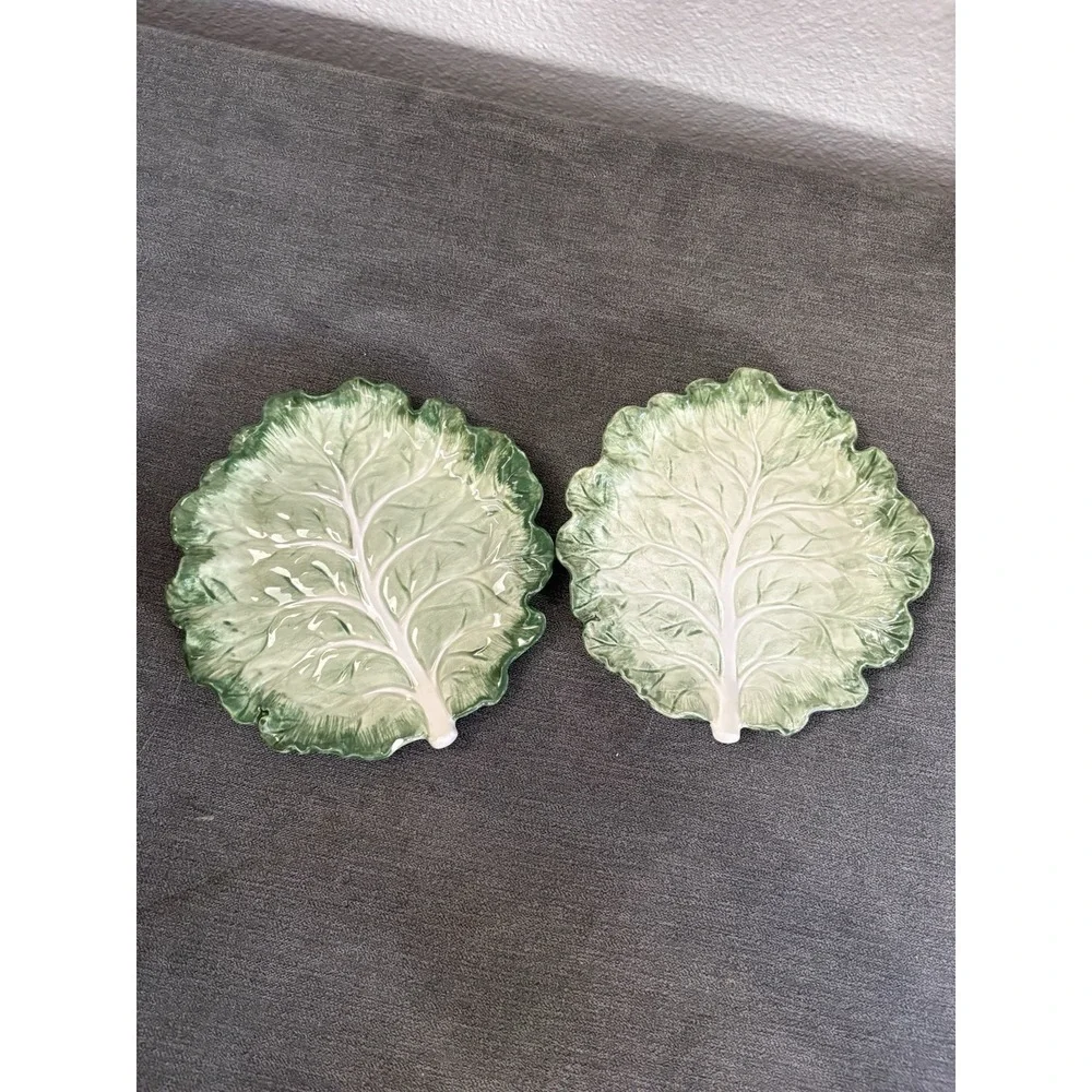 Fitz & Floyd Ironstone Set Of 2 Cabbage Leaf Appetizer Plate Vintage 7